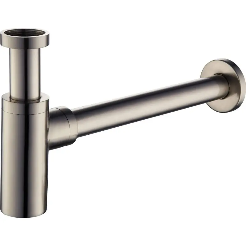Siphon d‘évier standard, couleur acier brossé, raccord 1"1/4 Damast 18219