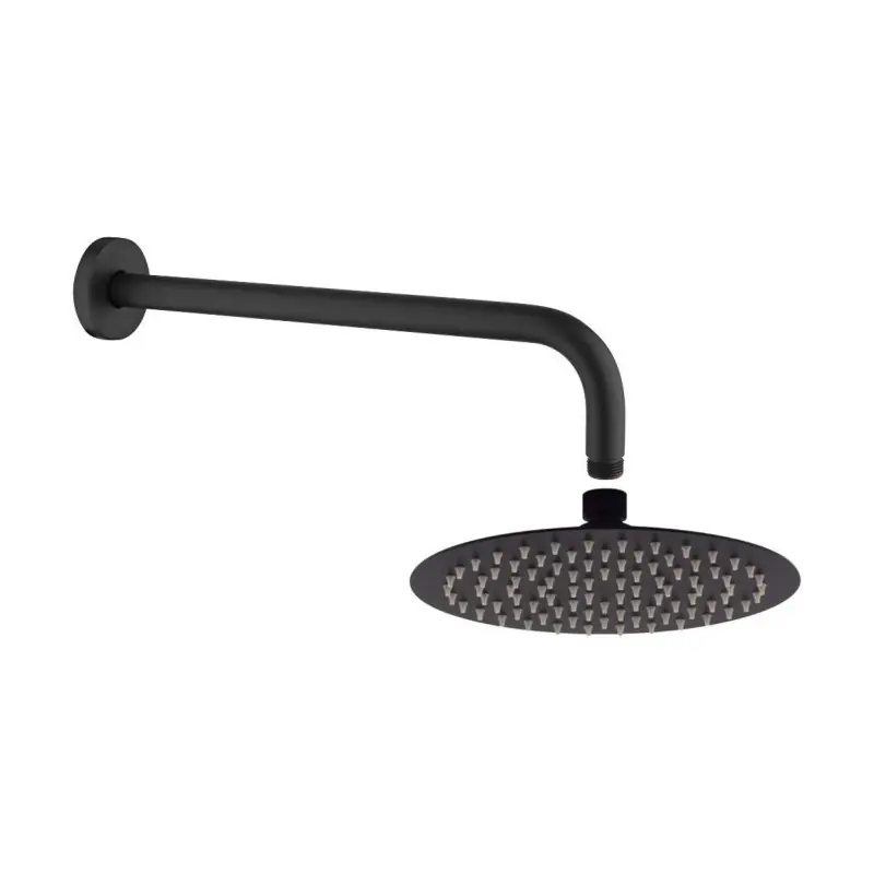 Set de douche noir mat Ø25 cm pomme de douche bras 35 cm Tecom KITSOF2NO