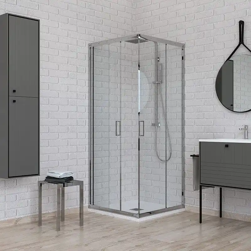 Cabine de douche d‘angle 75 x 75 verre transparent Ercos Gold GOLT7575