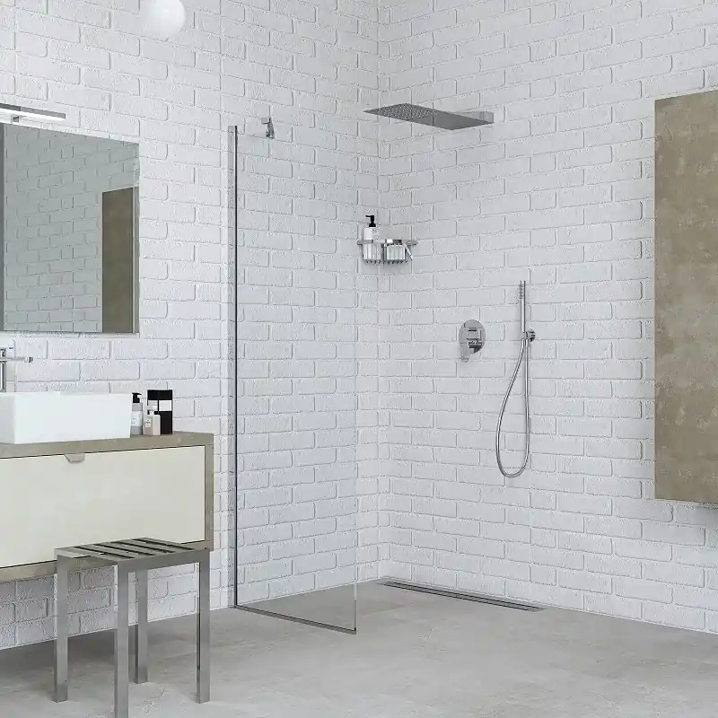 Paroi de douche fixe 90 cm verre transparent Ercos Gold BBGOLTFW90