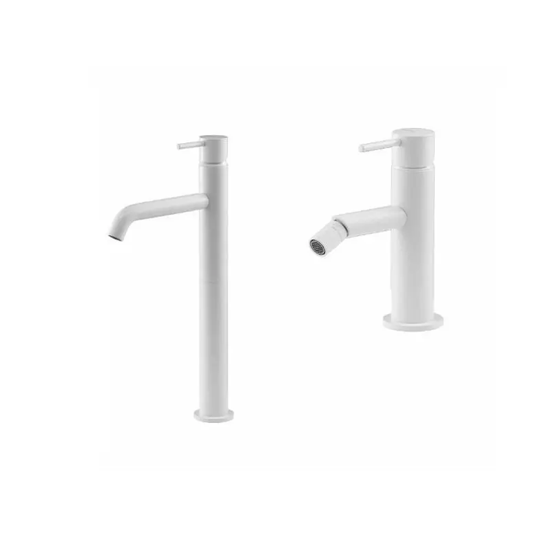 Mitigeur lavabo haut et bidet de couleur blanc mat Gattoni Easy KITEASYBO2