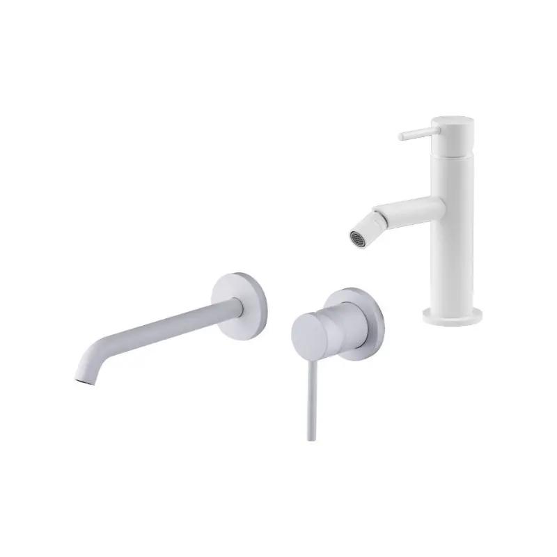 Mitigeur lavabo et bidet mural en blanc mat Gattoni Easy KITEASYBO3
