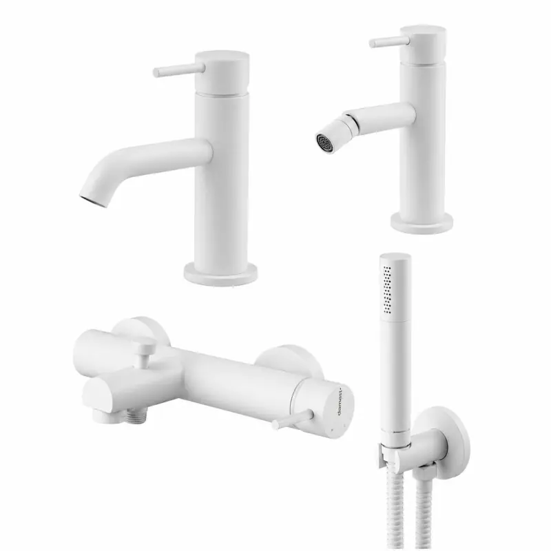 Ensemble mitigeur lavabo, mitigeur bidet et kit baignoire en blanc mat Gattoni Easy KITEASYBO7