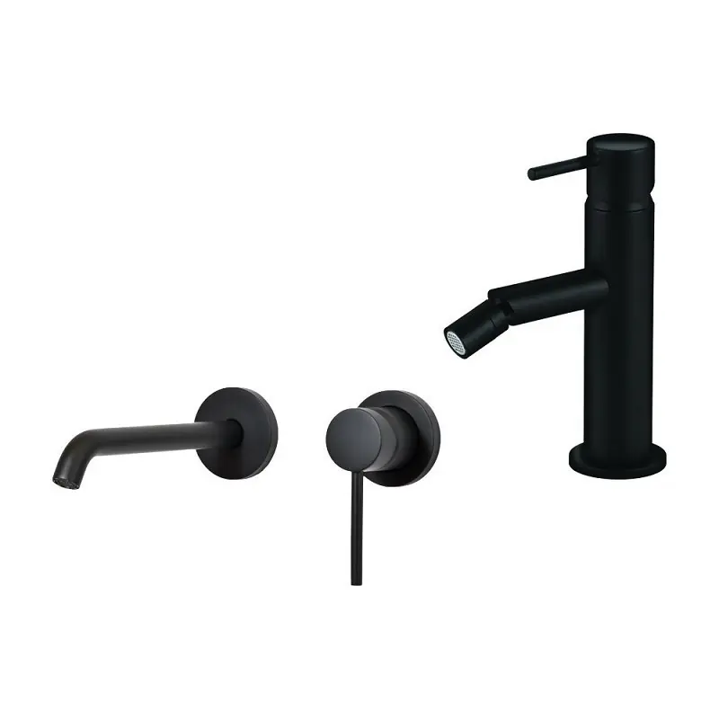 Mitigeur lavabo mural et bidet en noir mat Gattoni Easy KITEASYNO3