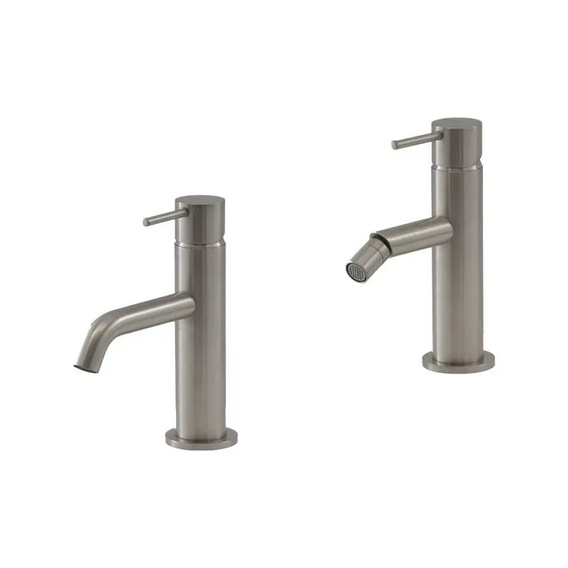 Ensemble mitigeur lavabo et bidet couleur acier brossé Gattoni Easy KITEASY1NS
