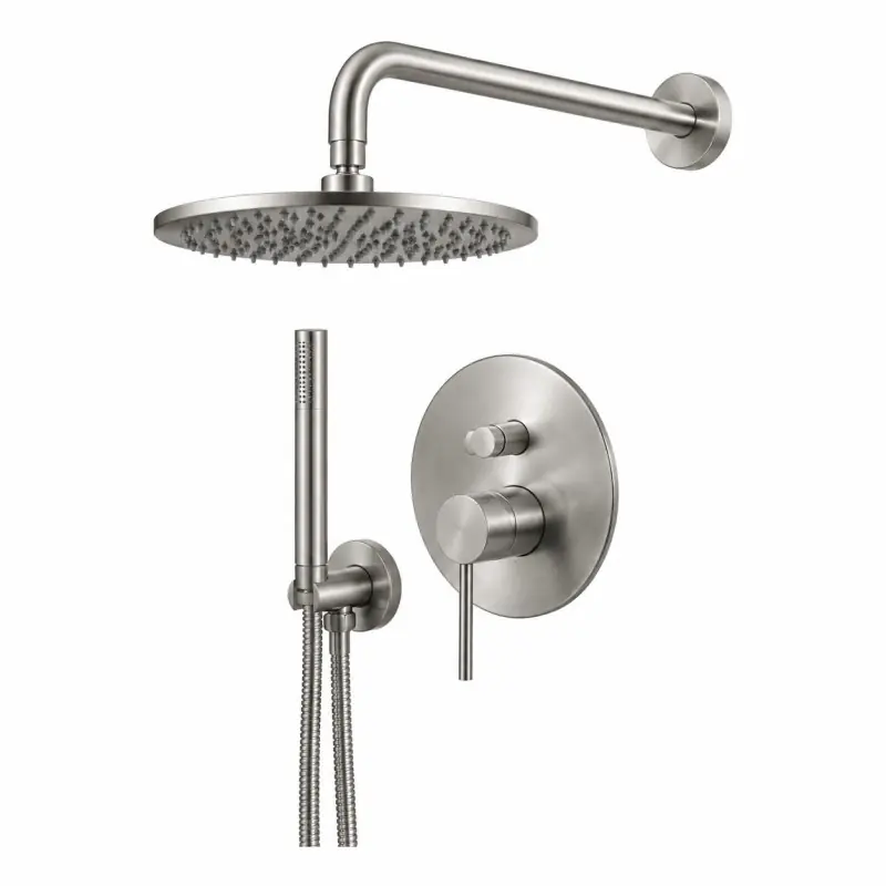 Ensemble de douche en couleur acier brossé Gattoni Easy 1490/PDNS