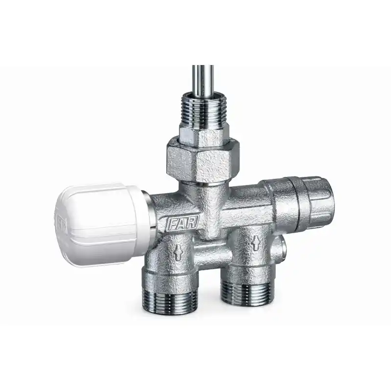 Vanne mono-bitube thermostatisable droite chromée avec queue et écrou FAR1435
