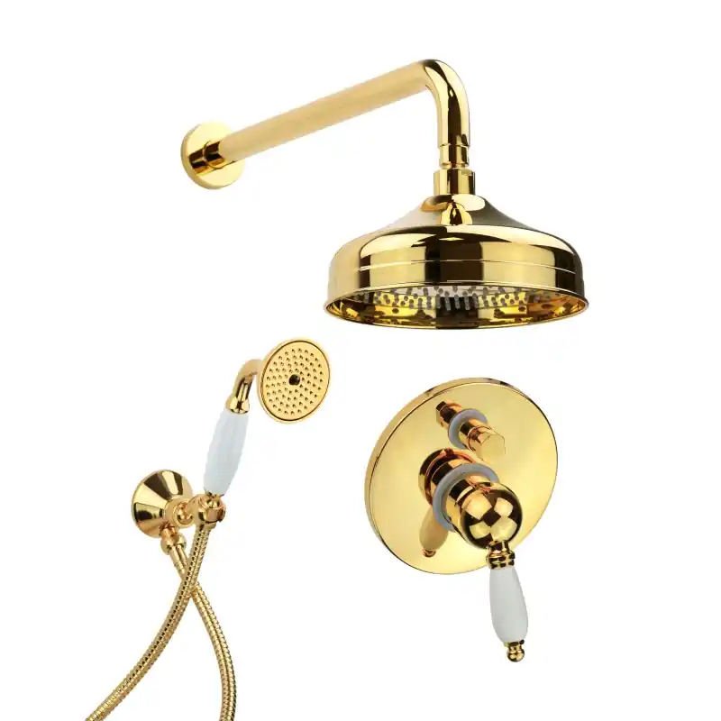 Kit de douche complet de couleur or 24 carats Gattoni Orta KT100/27D0.OL