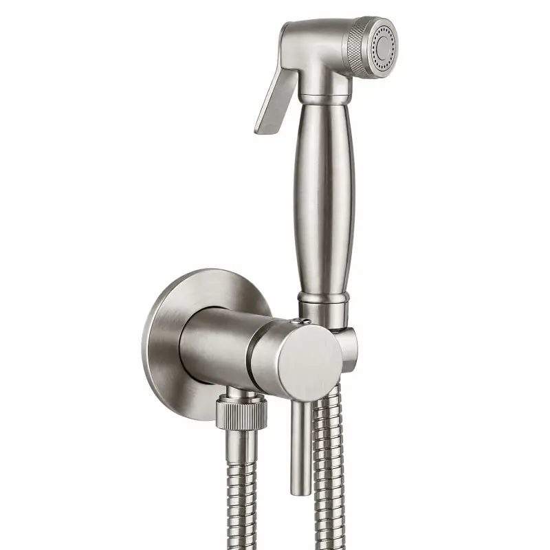Ensemble bidet avec mitigeur et douche en laiton finition nickel brosséPollini Acqua Desing D09181203NS