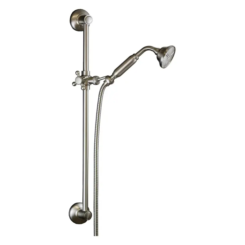 Rail coulissant de style ancien avec douche et finition nickel brossé flexible Sphera KING