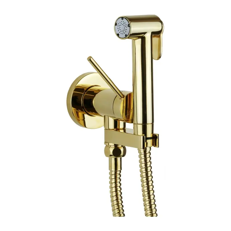 Ensemble bidet encastré couleur or avec douche hygiénique Gattoni RT010D0