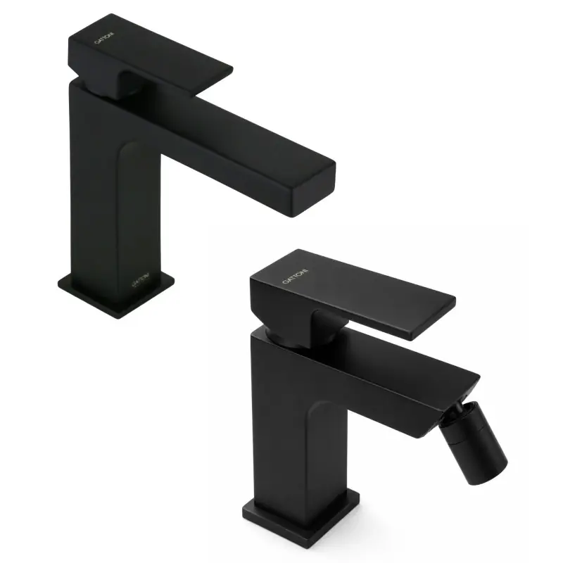 Ensemble mitigeur lavabo et bidet noir mat Gattoni SQUARE KITSQUARENO1
