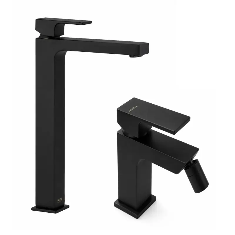 Ensemble lavabo haut et bidet noir mat Gattoni SQUARE KITSQUARENO2