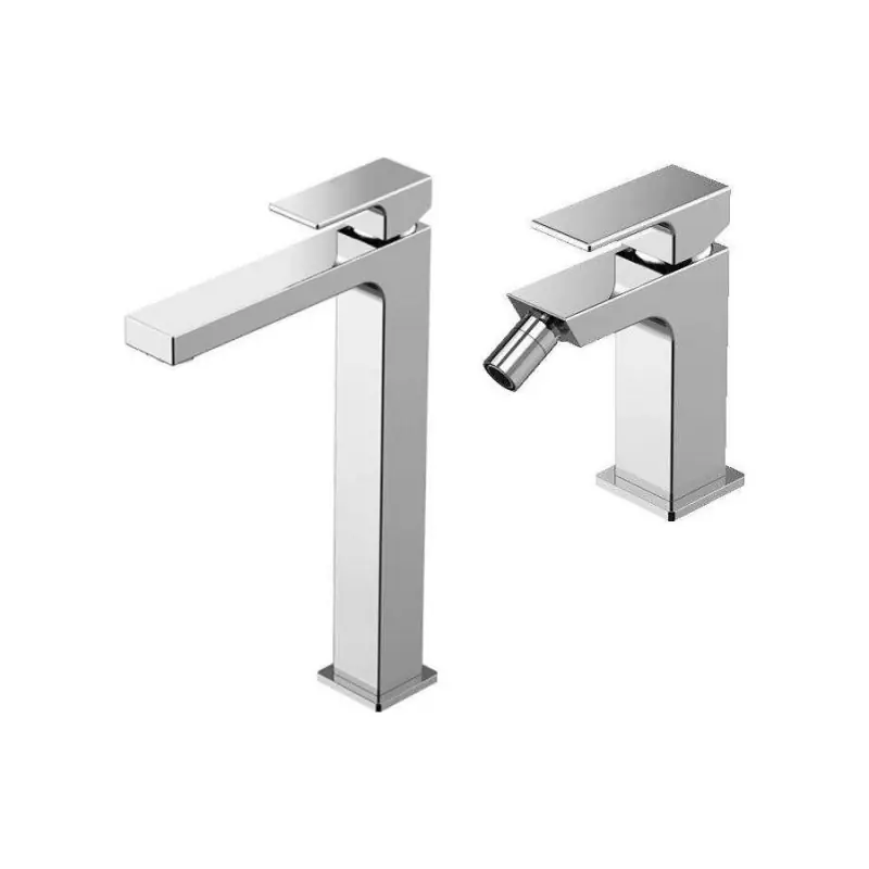 Ensemble mitigeur lavabo et bidet haut chromé Gattoni SQUARE KITSQUAREC02