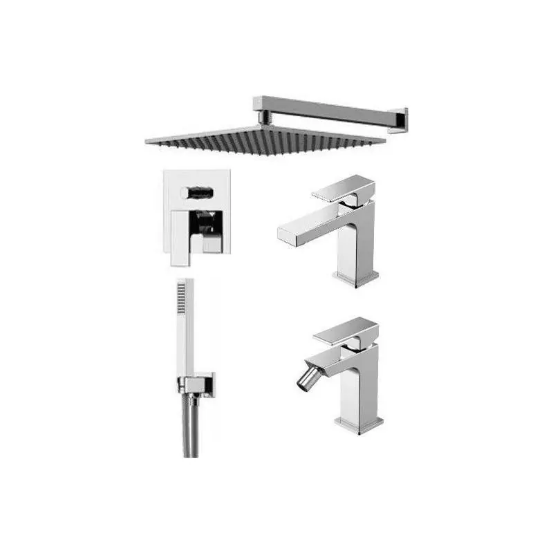 Ensemble mitigeur pour lavabo, bidet et kit douche en chrome Gattoni SQUARE KITSQUAREC05