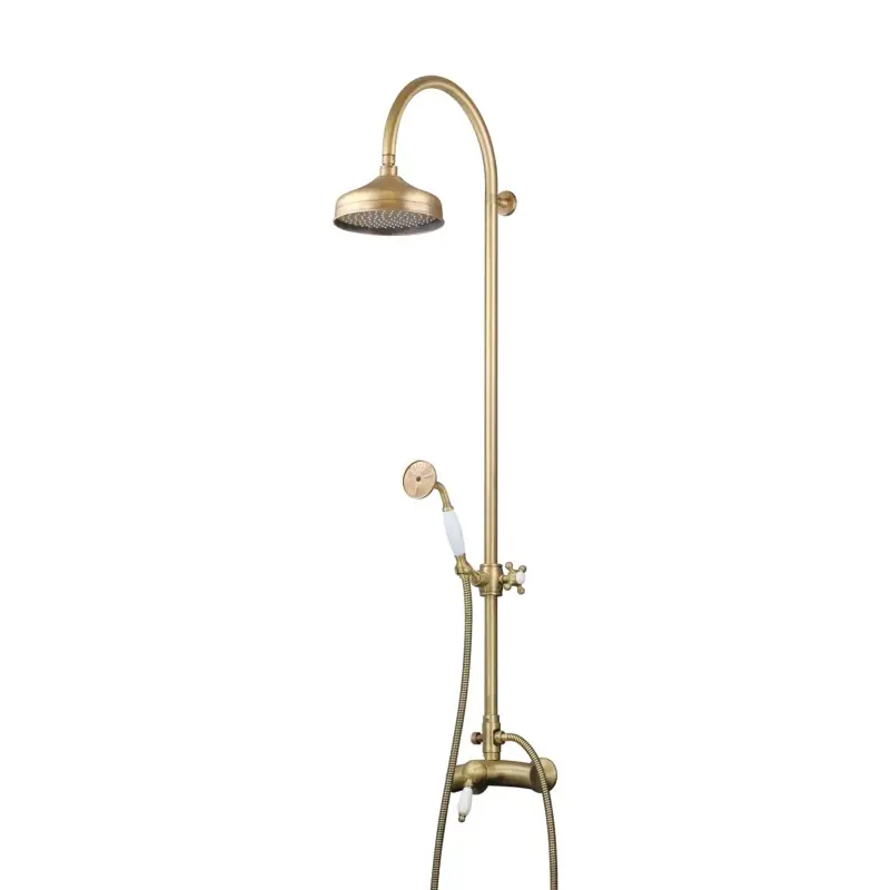 Colonne de douche avec pomme de douche Ø202 mm et inverseur couleur bronze Gattoni Orta Old KT125/27VB.OLD