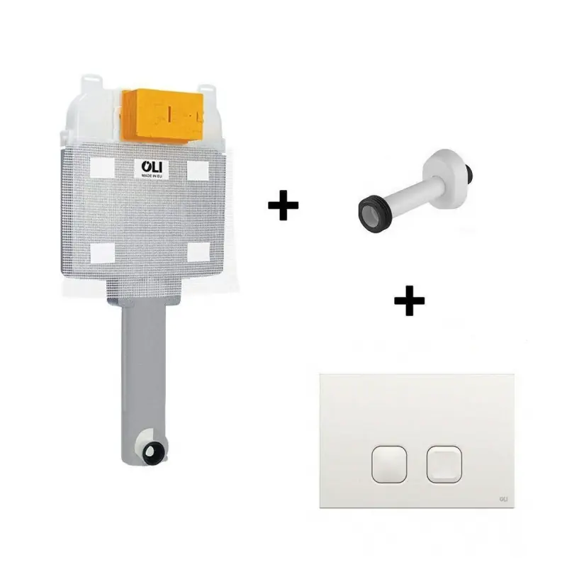 Kit réservoir à encastrer pour eau de toilette bonus avec plaque et manchon blanc Oli Plus KITOLI74BI