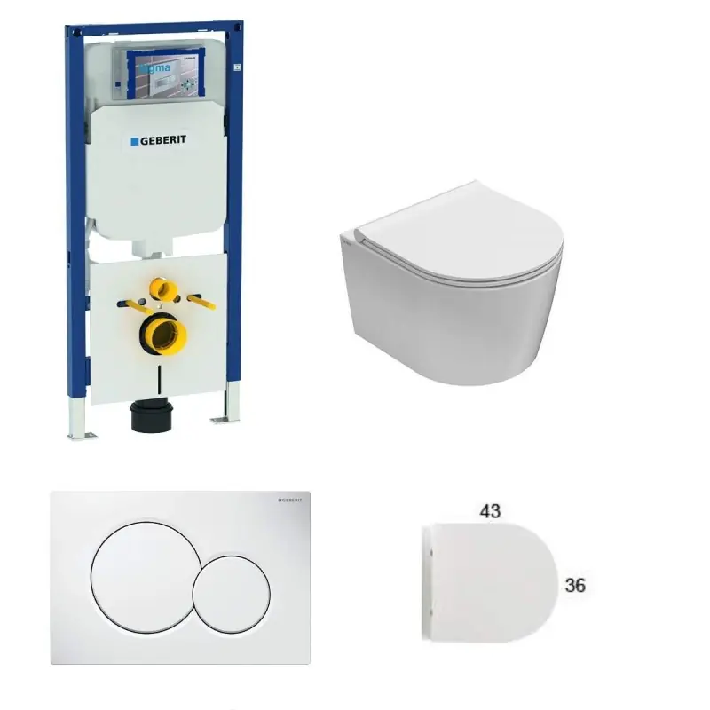 Geberit Pack SIGMA8 cloison sèche + WC suspendu 43 cm Globo Forty + Sigma1 KITFOS06BI