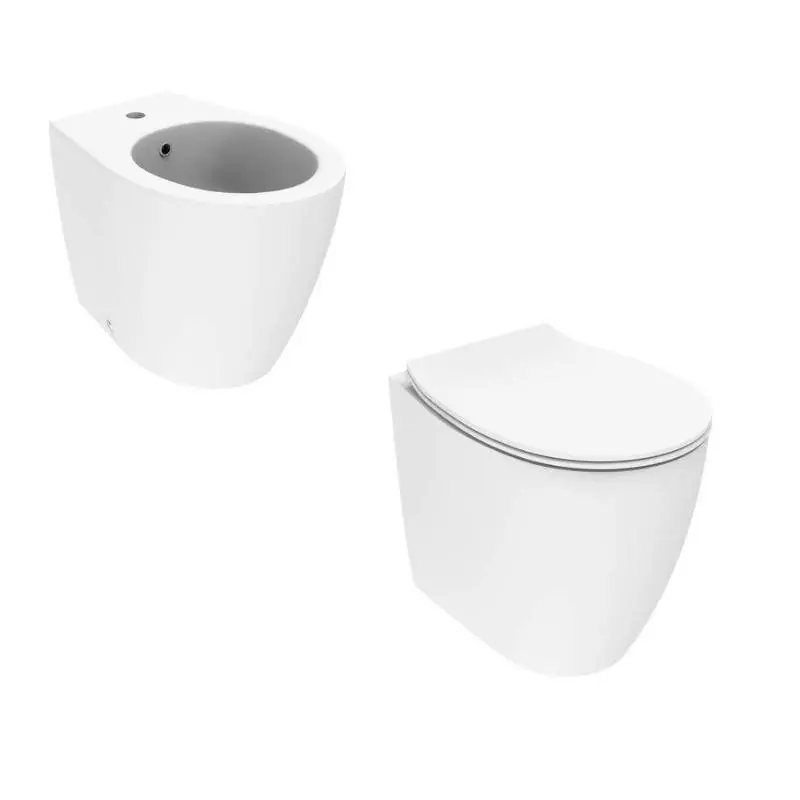 Paire de sanitaires au sol 52 cm blanc mat Ercos Kite KITKITEBO1