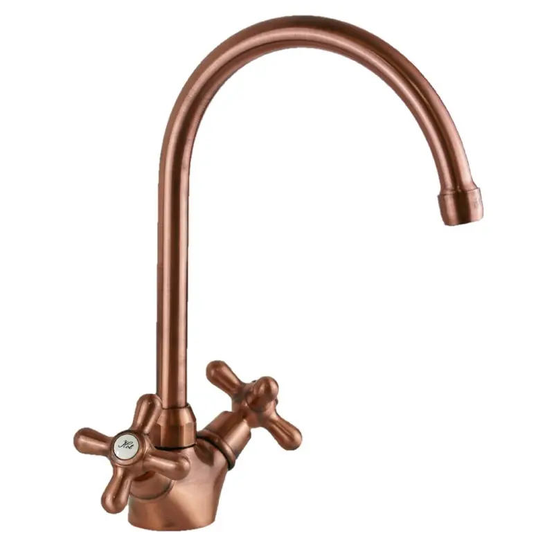 Robinet de cuisine de couleur cuivre antique avec double poignée maniglia Gattoni 5692/RER0