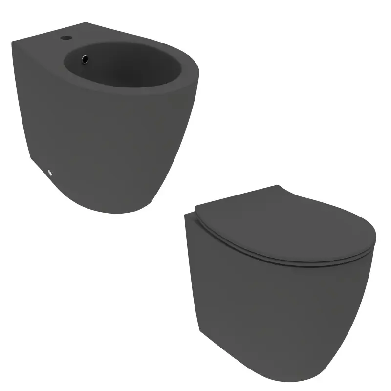 Kit bidet et installation au sol des toilettes en céramique en noir mat Ercos Kite KITKITENO1