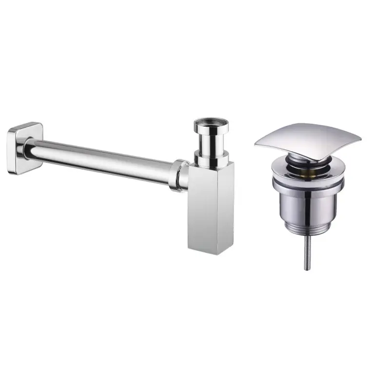 Siphon et bonde en laiton chromé, modèle carré Tecom KITSCA8