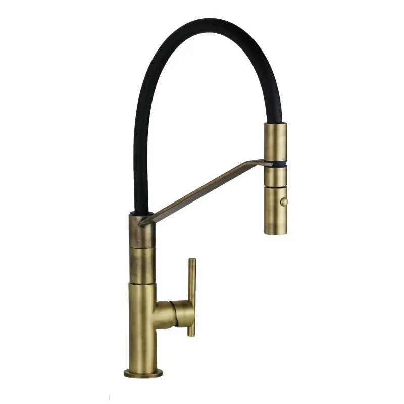 Mélangeur d‘évier de cuisine couleur bronze avec tuyaux de raccordement Gattoni Linea 34 0715/PCVB