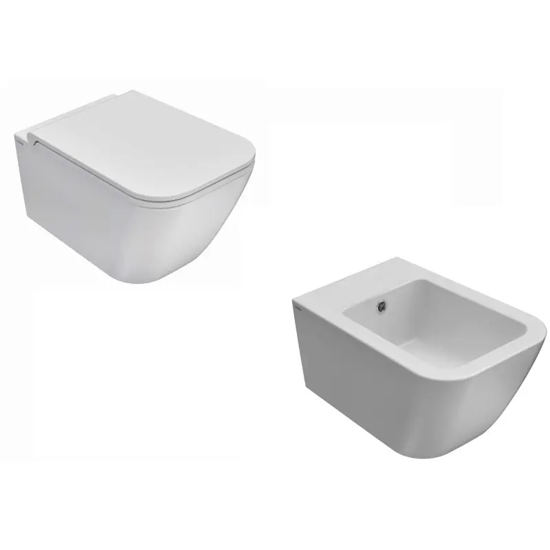 Paire de sanitaires 52x36 cm avec installation suspendue Globo Stone KITSTONE1BI