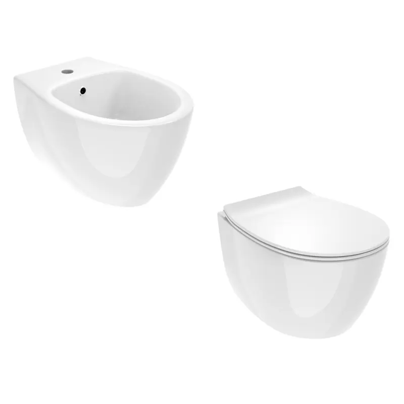 Ensemble WC et bidet suspendu 510x363 mm blanc brillant Ercos Kite KITKITEBI2