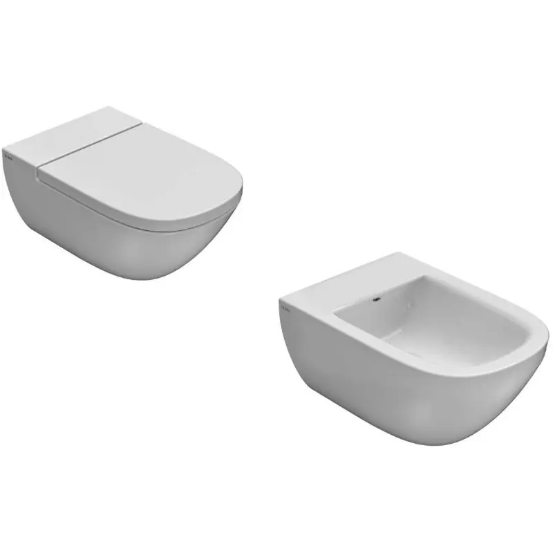 Kit WC et bidet suspendu 58x37 cm avec siège à fermeture amortie Globo Stockholm KITSTOCK1BI