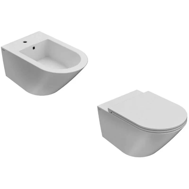 Paire de wc et bidet suspendus aux dimensions 57x36 cm Globo Forty3 KITFORTY3BI