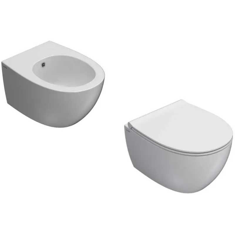 Ensemble WC et bidet suspendu 48x37 cm avec abattant WC à fermeture amortie Globo 4All KITALL2BI
