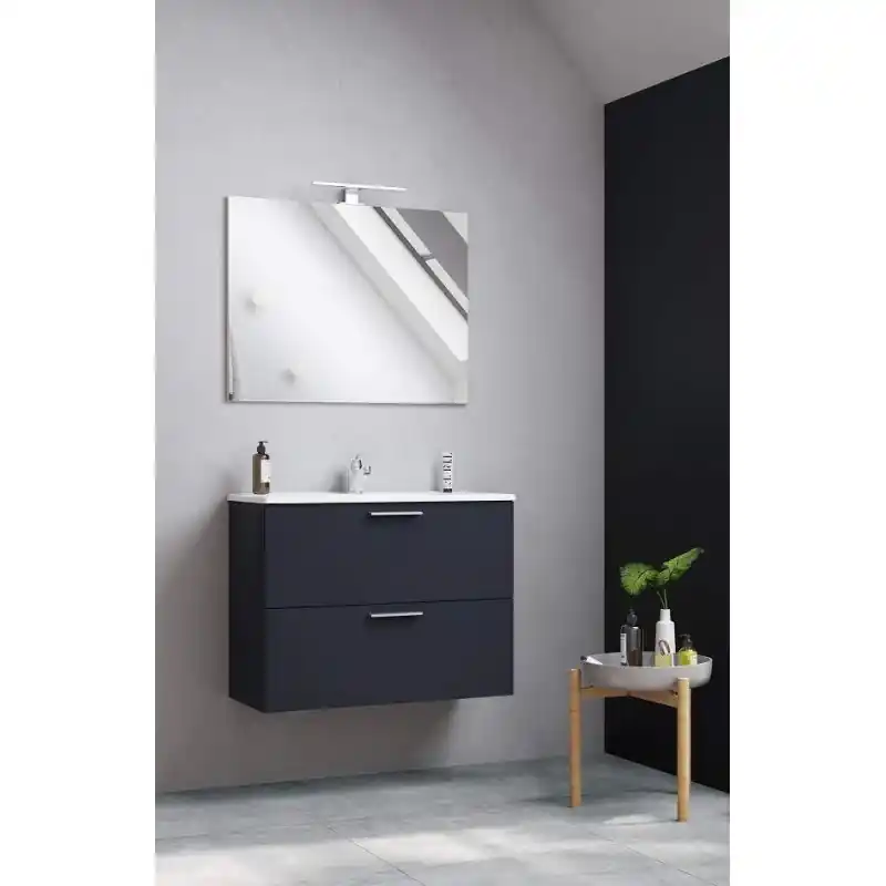 Meuble de salle de bain suspendu de couleur anthracite 80 cm Vitra MIASET80A