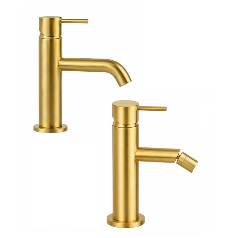 Mitigeur lavabo et bidet en couleur or brossé Gattoni Easy KITEASYSG1