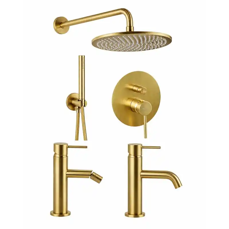 Ensemble de salle de bain complet de couleur or brossé Gattoni Easy KITEASYSG4