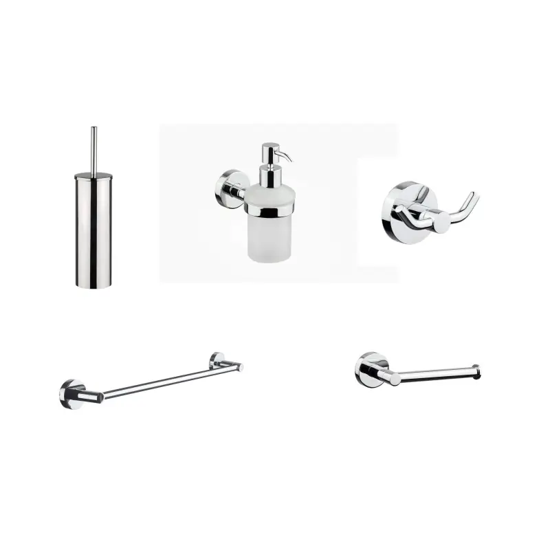 Ensemble d‘accessoires de salle de bain en couleur chrome I Crolla Venezia KITVENEZIA1