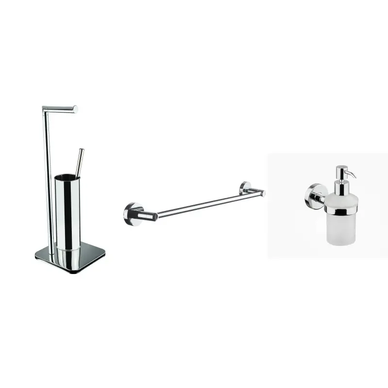 Composition d‘accessoires de salle de bain en couleur chrome I Crolla Venezia KITVENEZIA3