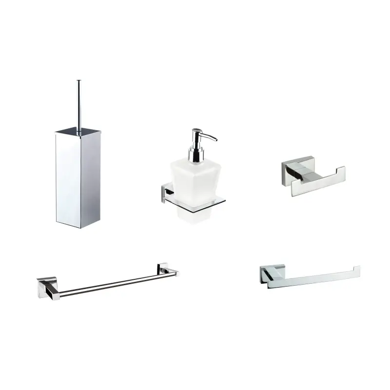 Kit d‘accessoires de salle de bain en chrome et blanc I Crolla Zurigo KITZURIGO1