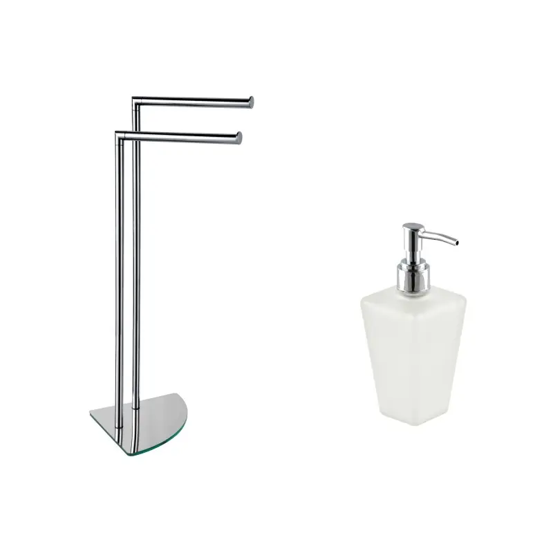 Porte-serviettes sur pied avec deux bras et distributeur de savon I Crolla Zurigo KITZURIGO4