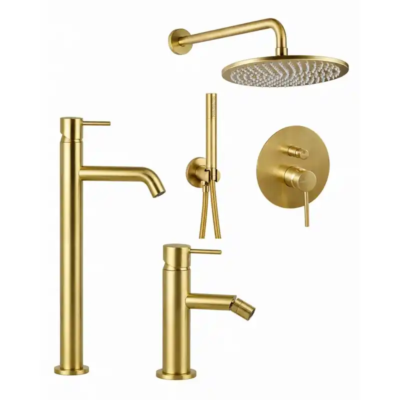 Ensemble de salle de bain de couleur or brossé avec kit de douche Gattoni Easy KITEASYSG5