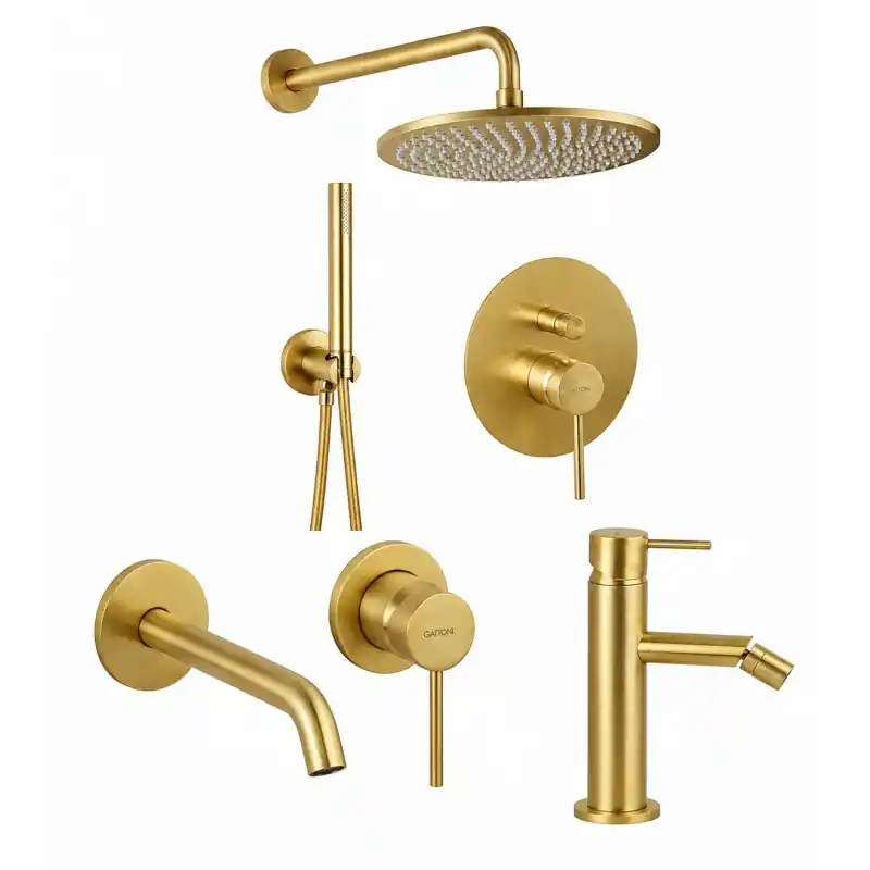 Kit de salle de bain complet en couleur or brossé Gattoni Easy KITEASYSG6