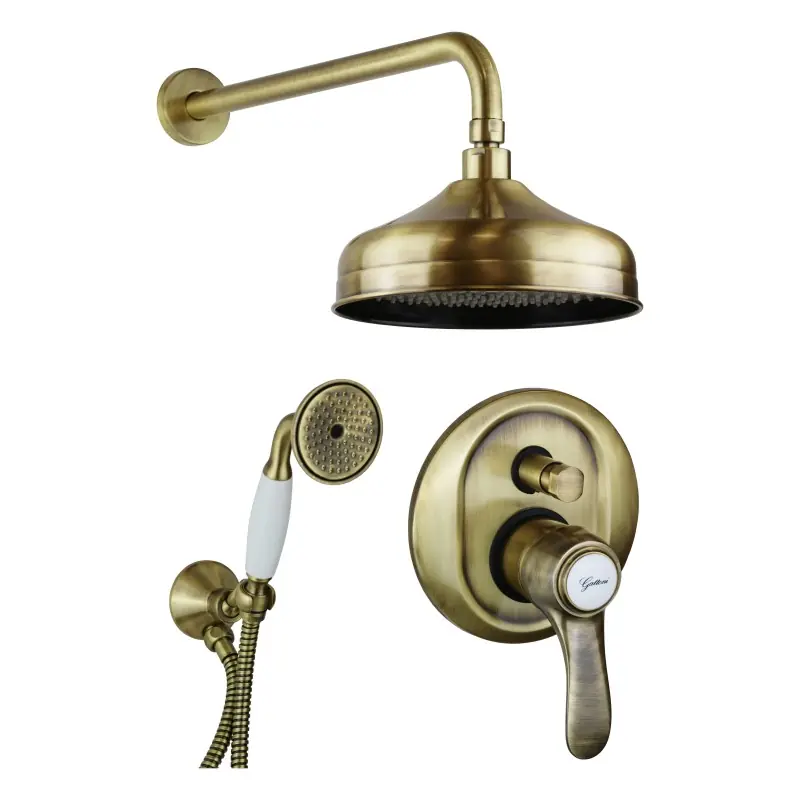 Kit de salle de bain couleur bronze avec pomme de douche et mitigeur de douche Gattoni Antigua 3490/PDV0