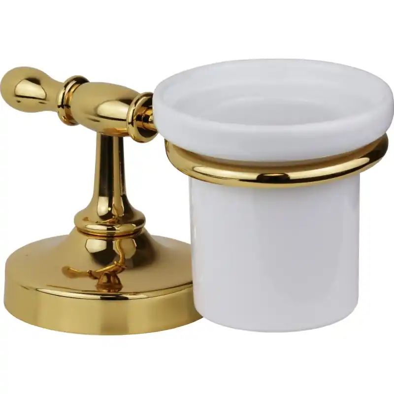 Porte-gobelet sur pied en couleur or et céramique blanche Capannoli Serie900 913 CBRR