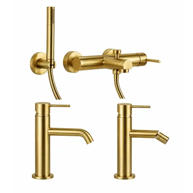 Ensemble de salle de bain complet avec mélangeur de baignoire en or brossé Gattoni Easy KITEASYSG7