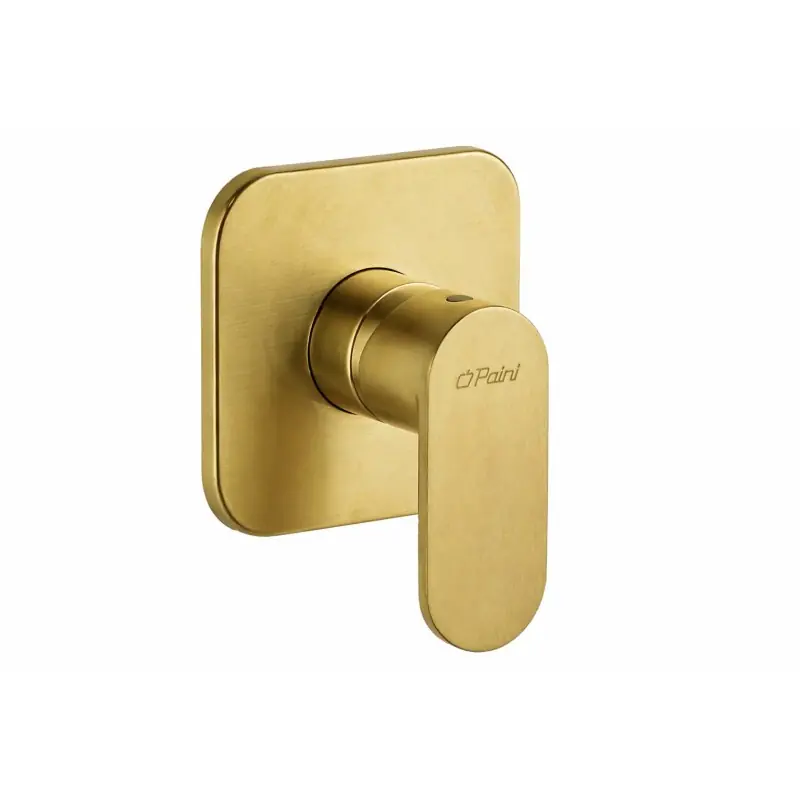 Mitigeur douche à encastrer couleur or brossé avec plaque 115x115 mm Paini Domus 18PJ690