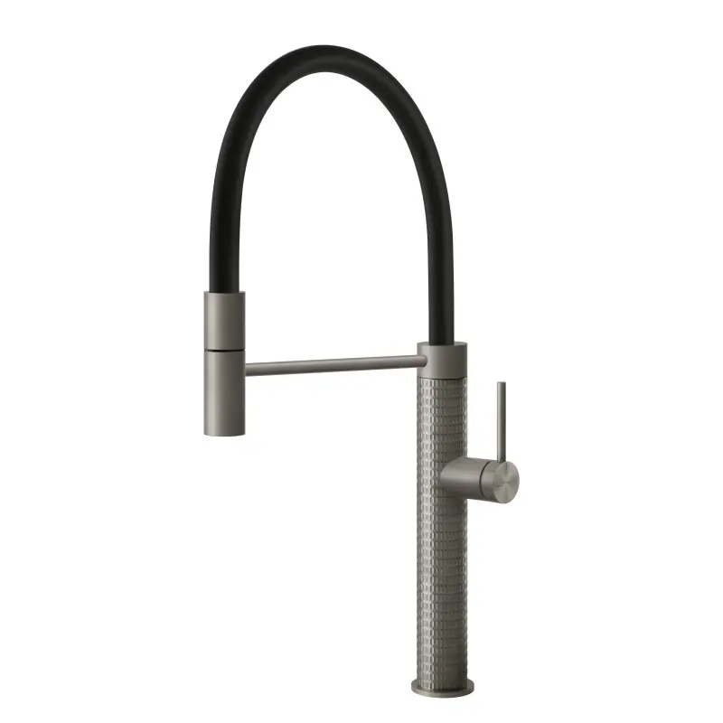 Mitigeur de cuisine sous fenêtre Gessi Su & Giù finition Black Metal Brushed 60071 707