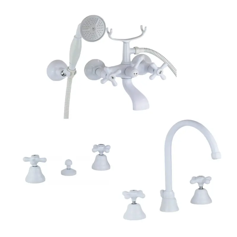 Ensemble de salle de bain complet avec robinet de baignoire à trois trous de couleur blanc brillant Gattoni Calypso KITCALY2BI