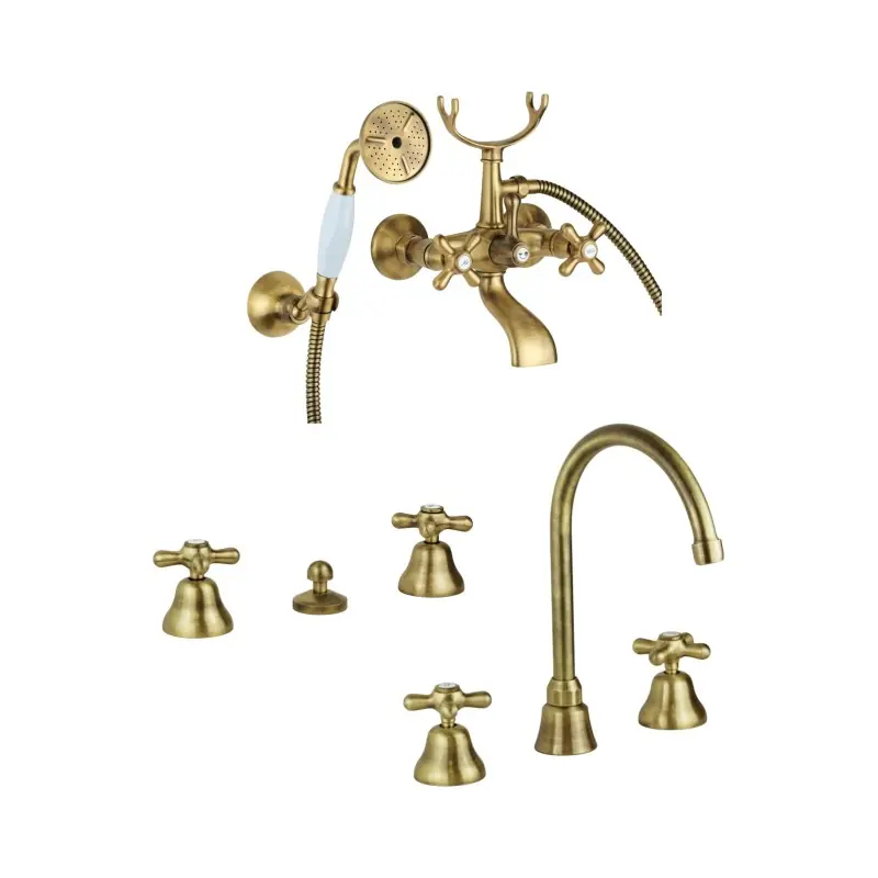 Ensemble de salle de bain complet avec robinet de baignoire à trois trous de couleur bronze Gattoni Calypso KITCALY2BR