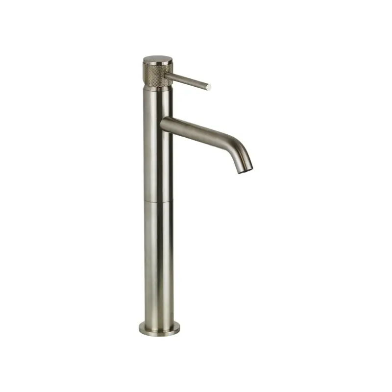 Mitigeur lavabo haut couleur acier brossé avec poignée luxe Gattoni BETA 2484/24NS