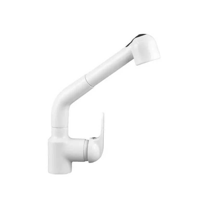 Mitigeur d‘évier de cuisine avec bec haut, douchette extractible, couleur blanc brillant Gattoni Callisto 0400/PC01